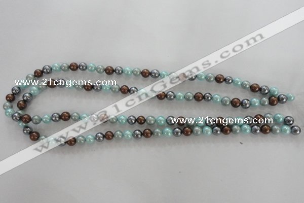 CSB1013 15.5 inches 6mm round mixed color shell pearl beads