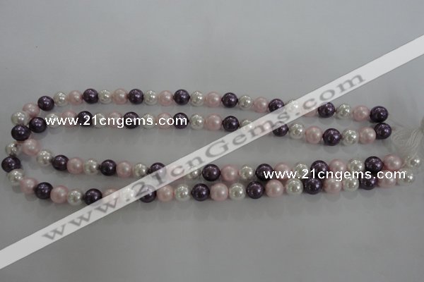 CSB1037 15.5 inches 8mm round mixed color shell pearl beads