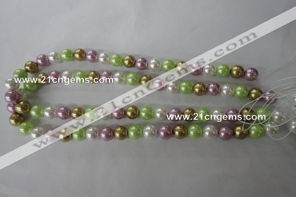CSB1063 15.5 inches 10mm round mixed color shell pearl beads