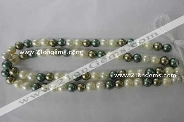 CSB1070 15.5 inches 10mm round mixed color shell pearl beads