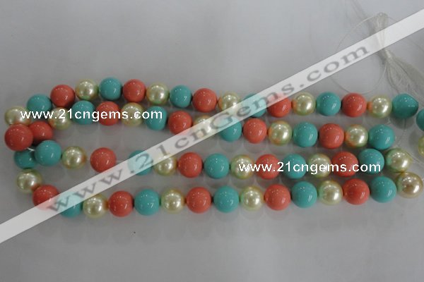 CSB1097 15.5 inches 12mm round mixed color shell pearl beads
