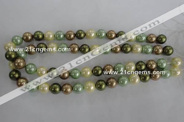 CSB1107 15.5 inches 12mm round mixed color shell pearl beads