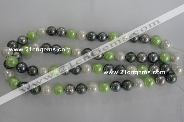 CSB1113 15.5 inches 12mm round mixed color shell pearl beads