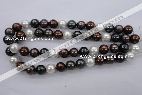 CSB1120 15.5 inches 14mm round mixed color shell pearl beads