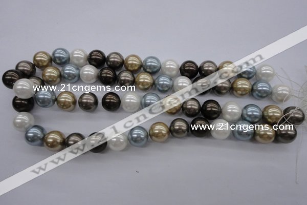 CSB1121 15.5 inches 14mm round mixed color shell pearl beads