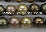 CSB1134 15.5 inches 14mm round mixed color shell pearl beads