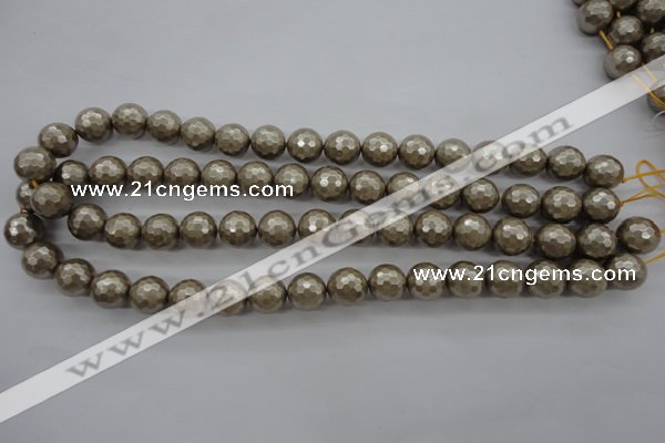 CSB1192 15.5 inches 12mm faceted round shell pearl beads