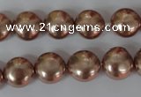 CSB182 15.5 inches 12mm flat round shell pearl beads wholesale