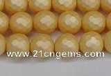 CSB1822 15.5 inches 8mm faceetd round matte shell pearl beads