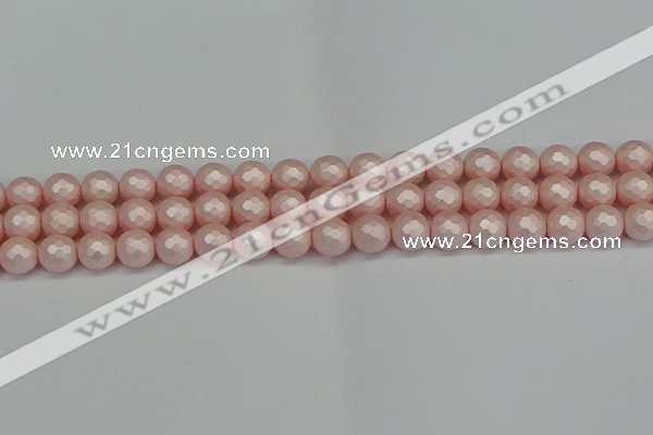 CSB1832 15.5 inches 8mm faceetd round matte shell pearl beads