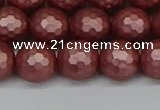 CSB1863 15.5 inches 10mm faceetd round matte shell pearl beads