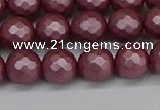 CSB1871 15.5 inches 6mm faceetd round matte shell pearl beads