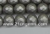 CSB1953 15.5 inches 10mm faceted round matte shell pearl beads