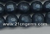 CSB1975 15.5 inches 14mm faceted round matte shell pearl beads