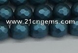 CSB1982 15.5 inches 8mm faceted round matte shell pearl beads