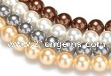 CSB22 16 inches 8mm round shell pearl beads Wholesale