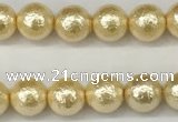 CSB2220 15.5 inches 4mm round wrinkled shell pearl beads wholesale