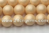 CSB2400 15.5 inches 4mm round matte wrinkled shell pearl beads