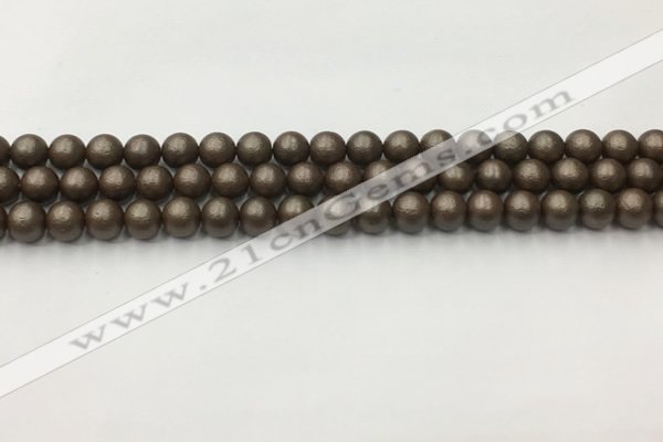 CSB2510 15.5 inches 4mm round matte wrinkled shell pearl beads