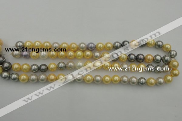 CSB334 15.5 inches 10mm round mixed color shell pearl beads