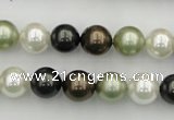 CSB337 15.5 inches 10mm round mixed color shell pearl beads