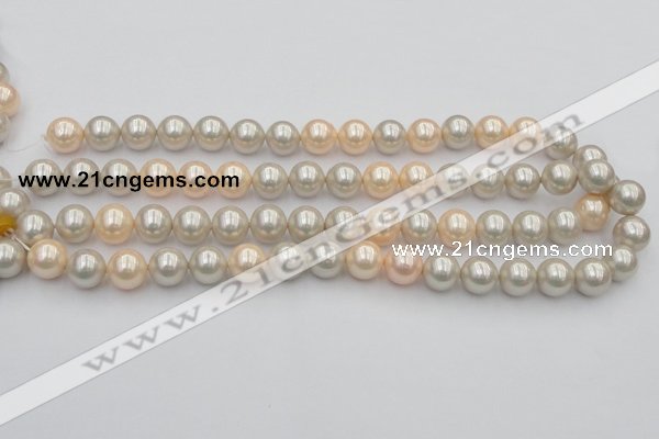 CSB351 15.5 inches 12mm round mixed color shell pearl beads