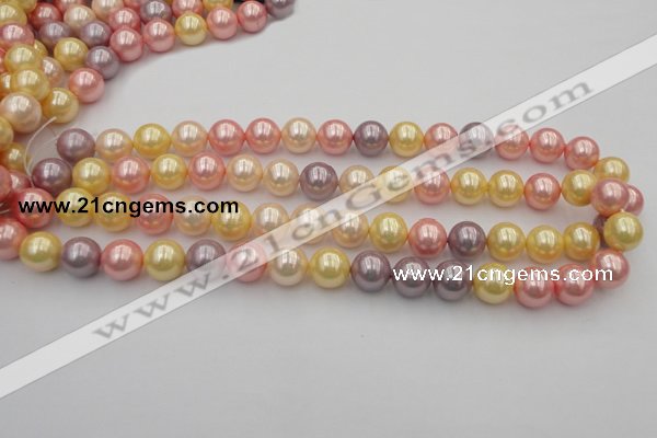 CSB354 15.5 inches 12mm round mixed color shell pearl beads