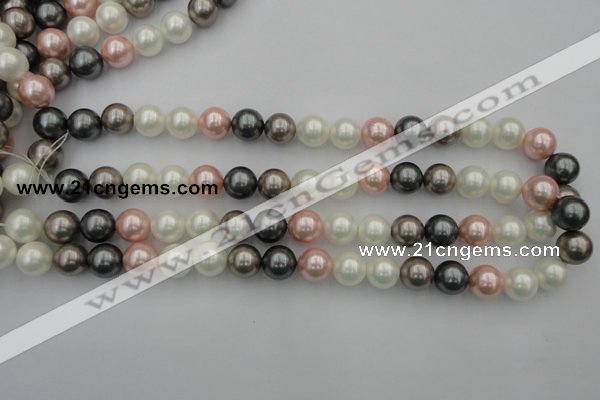 CSB358 15.5 inches 12mm round mixed color shell pearl beads