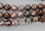 CSB500 15.5 inches 8mm faceted round mixed color shell pearl beads
