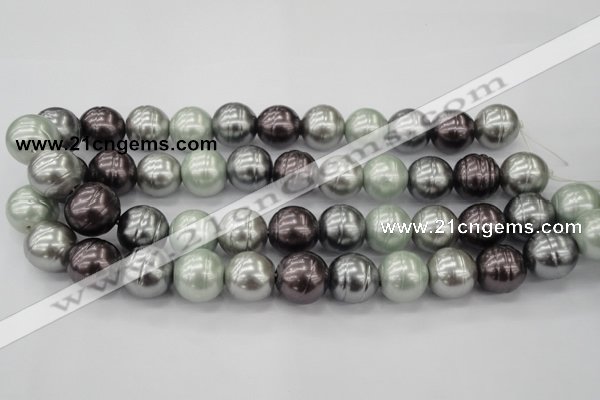 CSB651 15.5 inches 18mm whorl round mixed color shell pearl beads