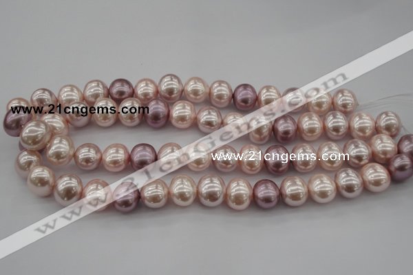 CSB693 15.5 inches 13*15mm oval mixed color shell pearl beads