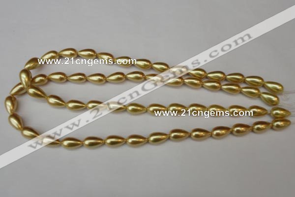 CSB857 15.5 inches 8*14mm teardrop shell pearl beads wholesale
