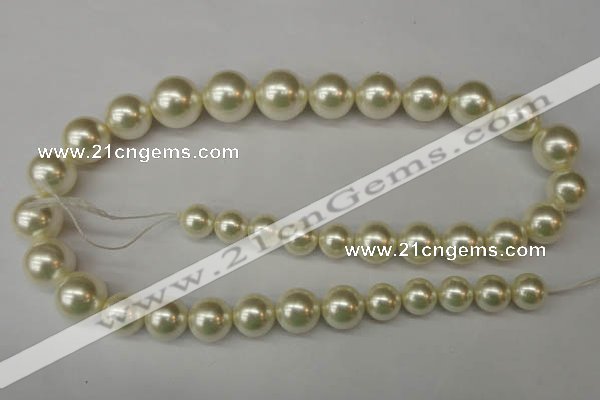 CSB931 15.5 inches 8mm - 16mm round shell pearl beads wholesale