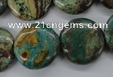 CSD75 15.5 inches 20mm flat round dyed stripe jasper gemstone beads