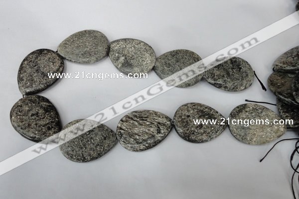 CSI40 15.5 inches 30*40mm flat teardrop silver scale stone beads wholesale