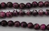 CSJ262 15.5 inches 8mm round dyed green silver line jasper beads