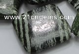 CSJ34 15.5 inches 40*40mm diamond green silver line jasper beads