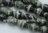 CSJ71 15.5 inches 10*14mm faceted rice green silver line jasper beads