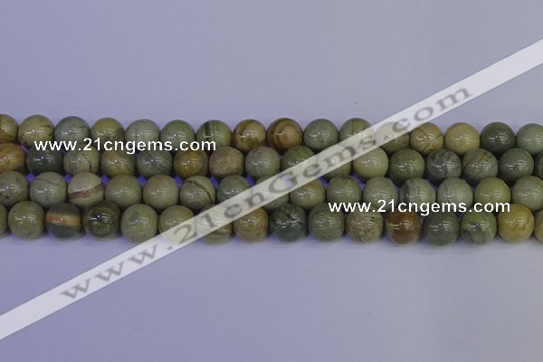 CSL204 15.5 inches 12mm round silver leaf jasper beads wholesale
