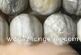 CSL96 15.5 inches 14mm faceted round sliver leaf jasper beads