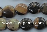 CSN22 15.5 inches 15mm flat round new snake skin jasper beads