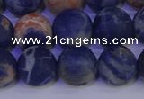 CSO525 15.5 inches 14mm round matte orange sodalite beads wholesale