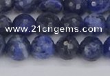CSO560 15.5 inches 8mm faceted round sodalite gemstone beads