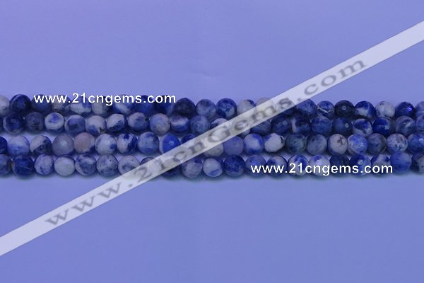 CSO622 15.5 inches 8mm faceted round AB grade sodalite beads
