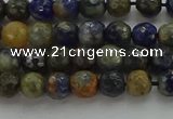 CSO751 15.5 inches 6mm faceted round orange sodalite beads