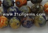 CSO753 15.5 inches 10mm faceted round orange sodalite beads