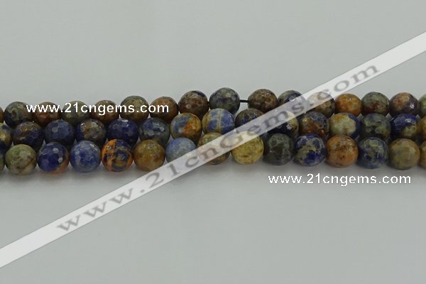 CSO754 15.5 inches 12mm faceted round orange sodalite beads