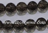 CSQ105 15.5 inches 14mm faceted round grade AA natural smoky quartz beads