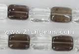 CSQ157 15.5 inches 12*16mm rectangle white crystal & smoky quartz beads