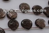 CSQ237 12*12mm faceted briolette grade AA natural smoky quartz beads
